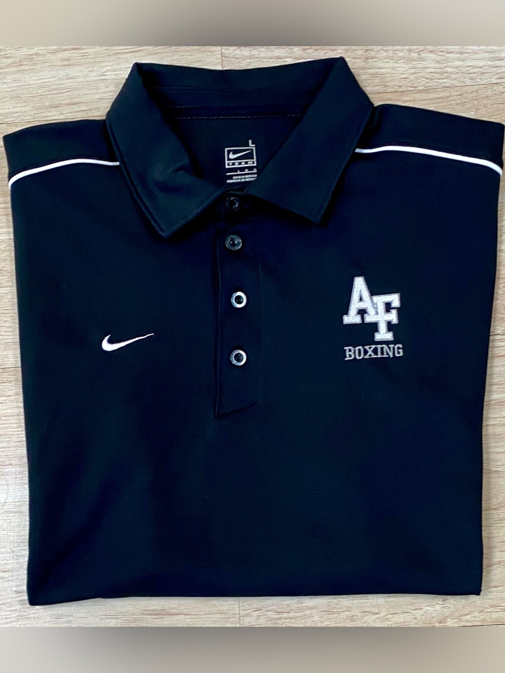 Nike AF Boxing Polo Mens L Black Air Force Falcons USAFA Short Sleeve Golf Shirt